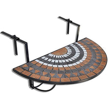 vidaXL Tavolo da Balcone a Mosaico Semicircolare Terracotta Bianca Espositore