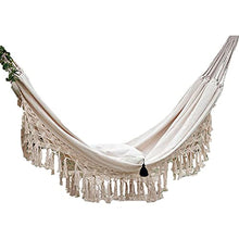 Amaca da giardino portatile da spiaggia, amaca da appendere in macramè, con frange, doppia amaca per interni, decorazione per la casa, 200 cm x 150 cm