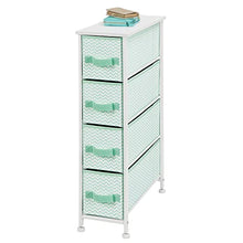 mDesign Cassettiera in tessuto – Comò con 4 cassetti – Pratico organizer con cassetti ideale per camera da letto e bagno – verde menta/bianco