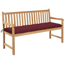 vidaXL Panca da Giardino con Cuscino Rosso Vino 150 cm Legno di Teak