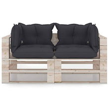 vidaXL Divano da Giardino Pallet 2 Posti con Cuscini in Legno di Pino