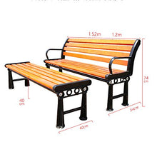 Panchine da giardino all'aperto, Panca da terrazza per veranda impermeabile e resistente alla corrosione con schienale, La struttura in metallo è antiruggine e facile da pulire / può ospitare 2-3