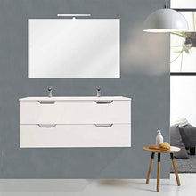 OrionShop Mobile Bagno Sospeso Gemini da 120cm Bianco con Lavabo Specchio e Lampada LED Inclusi