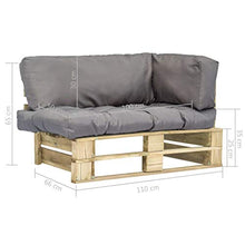 SKM Divano da Giardino su Pallet con Cuscini Grigi in Legno Pino