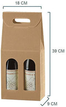 SCATOLA BOX PER 2 BOTTIGLIE AVANA MARRONE VINO BIRRA OLIO 750 ML MANICO CARTONE