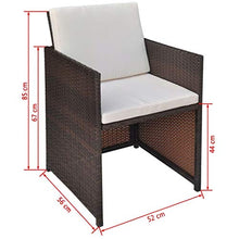 FAMIROSA Set da Pranzo da Giardino 9 pz con Cuscini Polyrattan Marrone-2544