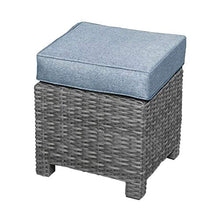 Gartentraum Sgabello da Esterno in polyrattan Grigio con Cuscino - Sgabello Gurin