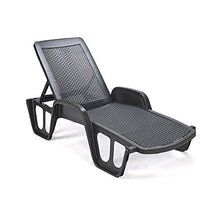 DMORA 8052773494922 Lettino da Esterno, Prendisole Pieghevole, Impilabile, Effetto Rattan, 192 x 71 x 45 cm, Made in Italy, Antracite