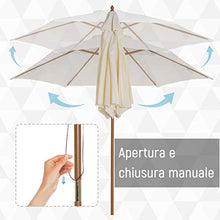 Outsunny Ombrellone in Legno da Esterno Giardino 2.5X2.3M Crema