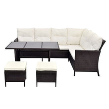 Tidyard Set Divani da Giardino 4 pz con Cuscini in Polyrattan Marrone, Set Divani da Giardino, Set Divani da Giardino da Esterno 220 x 172 x 82 cm