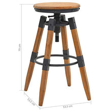 Sgabelli da Bar Regolabili 2 Pezzi in Legno massello di Abete 53,5x53,5x79 cm