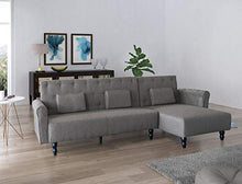 Divano chaise longue Chester 267cm, convertibile in letto, reversibile, grigio.
