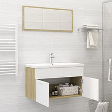 vidaXL Set Mobili da Bagno 2 pz Bianco e Rovere Sonoma in Truciolato