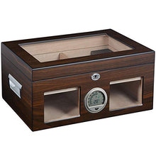 YUMO Humidor per sigari per ca. 124 sigari, Marrone, con igrometro e umidificatore