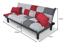 SAMIRA Divano Letto clic clac in Tessuto Grigio Scuro - Rosso - Grigio Chiaro - Divanetto MOD. Russell