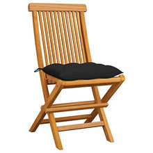 vidaXL Sedie da Giardino con Cuscini Neri 6 pz in Massello di Teak