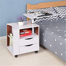 Comodino Funzionale Girevole Regolabile Comodino Comodino in Legno con cassetti Ruote Scaffale Aperto 3 Colori Arredamento Moderno (Colore : Bianca, Dimensione : 40 * 50 * 70cm)