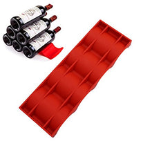 BESTonZON - Portabottiglie in Silicone per Frigorifero, Pieghevole, impilabile, per Vino, lattine, Birra, Tappetino (Rosso)