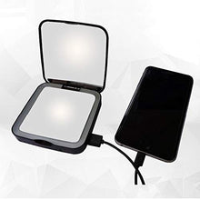 Bradoner Nuova Luce A Doppia Faccia Pieghevole A LED Portatile Specchio Portatile Ricarica Tesoro Specchio for Il Trucco ABS Nero Specchio di Bellezza Lente d'Ingrandimento Luce Notturna