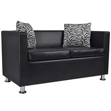 FAMIROSA Set Divani a 3 e a 2 Posti in Similpelle Nero