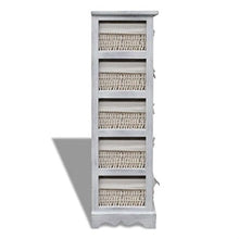 Lingjiushopping Cremagliera Legno Bianco, 5 cestini Dimensioni: 25 x 28 x 90 cm (L x P x A) Armadietti e stipi