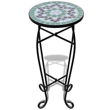 Oushome Tavolino Piante Modello Mosaico Verde e Bianco