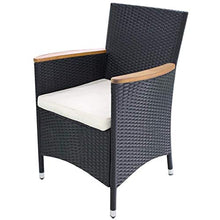 FAMIROSA Set da Pranzo da Giardino 7 pz in Polyrattan e Acacia Nero-3946