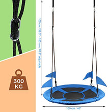 Leogreen Altalena da Giardino Altalena Nido per Bambini e Adulti con Cinghie Sospese Set Diametro da 100cm capacità di carico Massimo 300kg Nero Blu