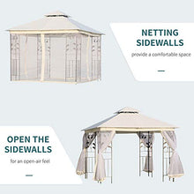 Gazebo da Giardino 3x3m con Zanzariera in Acciaio e Poliestere Bianco