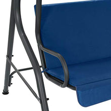 vidaXL Panca Dondolo da Giardino con Baldacchino e Cuscini Comodo Relax Stabile Elegante Altalena Telaio in Acciaio Verniciato Blu Scuro in Tessuto
