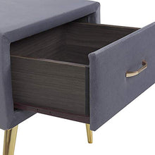 Comodino velluto grigio e oro con cassetto Flayat