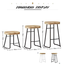 YS Sedia Legno e Ferro Rustico Grandi Mobili Retro Cucina Backless Counter con Sella Sedile Gambe Sgabello da Bar,65 cm,65 cm