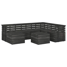 FAMIROSA Set Divani da Giardino su Pallet 8 pz Legno Pino Grigio Scuro-3761