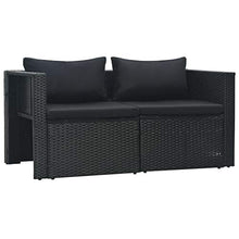 SKM Set Divani da Giardino 6 pz con Cuscini in Polyrattan Nero (48.4kg)