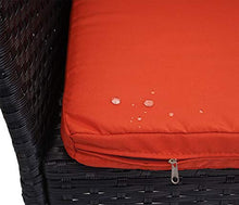 Mendler Divano Sofa per l'esterno Doppia Seduta portavivande HWC-E24 polyrattan Nero Cuscini Arancione