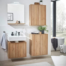 FACKELMANN Set di mobili da bagno Finn 5 pezzi da appendere 60 cm e specchio da bagno con lampada a LED