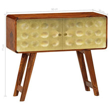 FAMIROSA Credenza in Massello di Sheesham con Stampa Dorata 90x30x77 cm