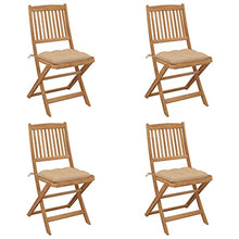 vidaXL Sedie da Giardino Pieghevoli 4pz con Cuscini Massello d'Acacia