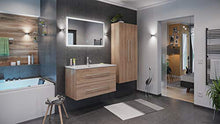 Set di mobili da bagno Firenze 100 (4 parti/B) rovere chiaro e specchio a LED