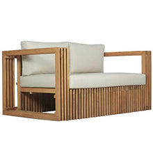 Divano lounge Loppio a 2 posti, in legno di teak massiccio, con cuscini