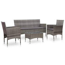 Tidyard Set Divani da Giardino in Polyrattan, Set di Mobili da Giardino, Set Divano Esterno con Cuscini Grigio 4 pz