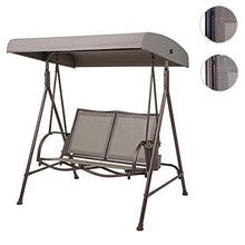 Mendler Dondolo da Esterno a 2 posti HWC-F89 Acciaio Tessuto Marrone Beige