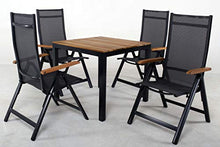 Ambientehome Sedia pieghevole in alluminio, 4 x 4 cm, braccioli in acacia nero