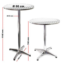 Tavolo alto da bar rotondo pieghevole alluminio altezza regolabile 74cm o 114 cm Ø 60 cm