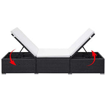 vidaXL 2X Lettini Prendisole con Cuscini Sfoderabili Impermeabile Robusto Sedie a Sdraio da Giardino in Polyrattan Nero e Bianco Crema