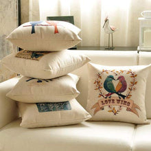 XMZFQ Cuscino da tiro, Imbottitura in Cotone PP, Stampa Fiori e Uccelli, splendido e Bellissimo Cuscino Decorativo per Auto da Ufficio con Divano Letto, 45 * 45 cm, Set di 2,E