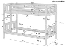 Erst-Holz Letto Castello Bianco 90x200 per Bambini con doghe rigide materassi e cassettone 60.10-09WMS1