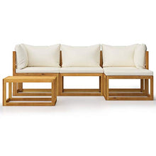 SKM Set Divani da Giardino 5 pz con Cuscini Crema Massello Acacia (48.8kg)