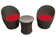 Bagno Italia Set 2 poltrone Nero Cuscini Rossi tavolino Vetro polyrattan Esterno Design Moderno Giardino I