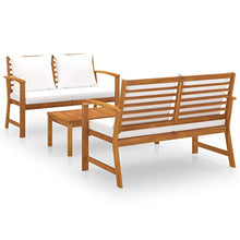 SKM Set Divani da Giardino 3 pz con Cuscini in Massello di Acacia (36kg) Marrone-7788